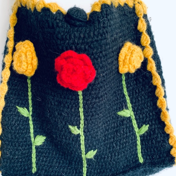 Super Beautiful 100% Wool Flower Embroidered Tote💐🌺🌷🌻 - Picture 4 of 10